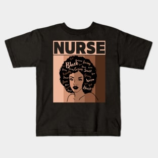 Black Woman Nurse Afro melanin is Black History Month Kids T-Shirt